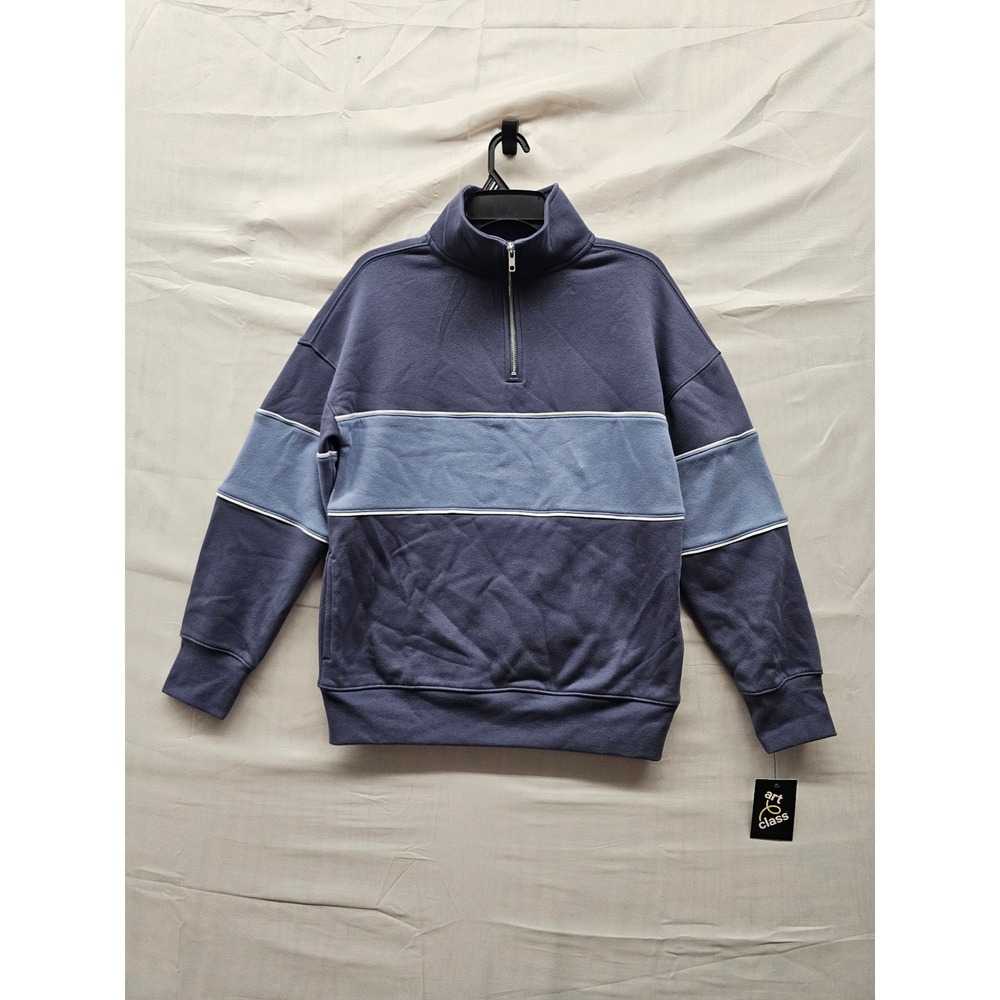 Art Class Boys Colorblock Quarter Zip Sweatshirt Blue Cotton Blend Size XL